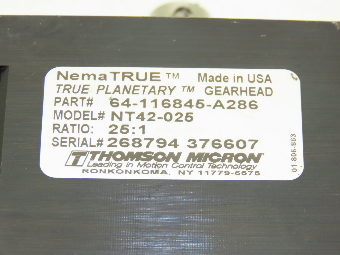 Thomson Micron NT42-025 Inline Servo Planetary Gearbox 25:1 Reducer 70rpm