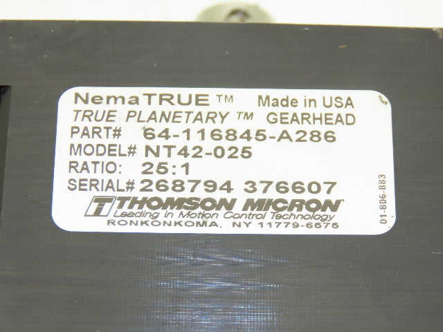 Thomson Micron NT42-025 Inline Servo Planetary Gearbox 25:1 Reducer 70rpm