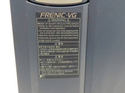 Fuji Electric FRN22VG1S-2J Frenic-VG VFD AC Drive 3Ph 230V 90A 500Hz 30Hp 34kVA