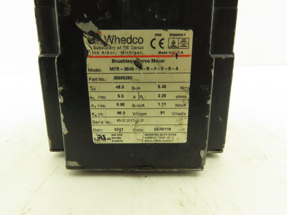 Whedco MTR-3S45-G-R-0-E-S-A Brushless DC Servo Motor with Encoder 600vdc