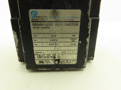Pacific Scientific R45GENA-R2-NS-VS-00 Brushless DC Servo Motor w/Encoder 600vdc