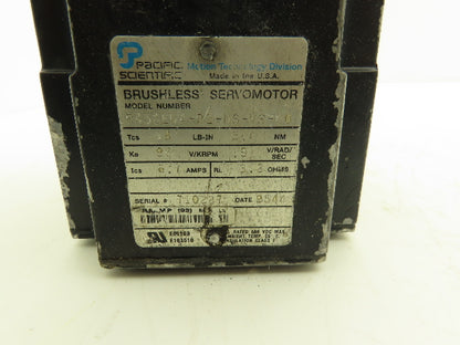 Pacific Scientific R45GENA-R2-NS-VS-00 Brushless DC Servo Motor w/Encoder 600vdc