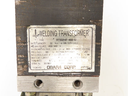 Obara RT502HF-466-U Welding Transformer 50KVA 460-500v Primary 7.5V Secondary