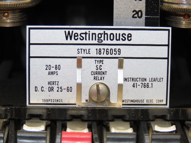 Westinghouse 1876059 Current Relay Type SC 20-80 Amps