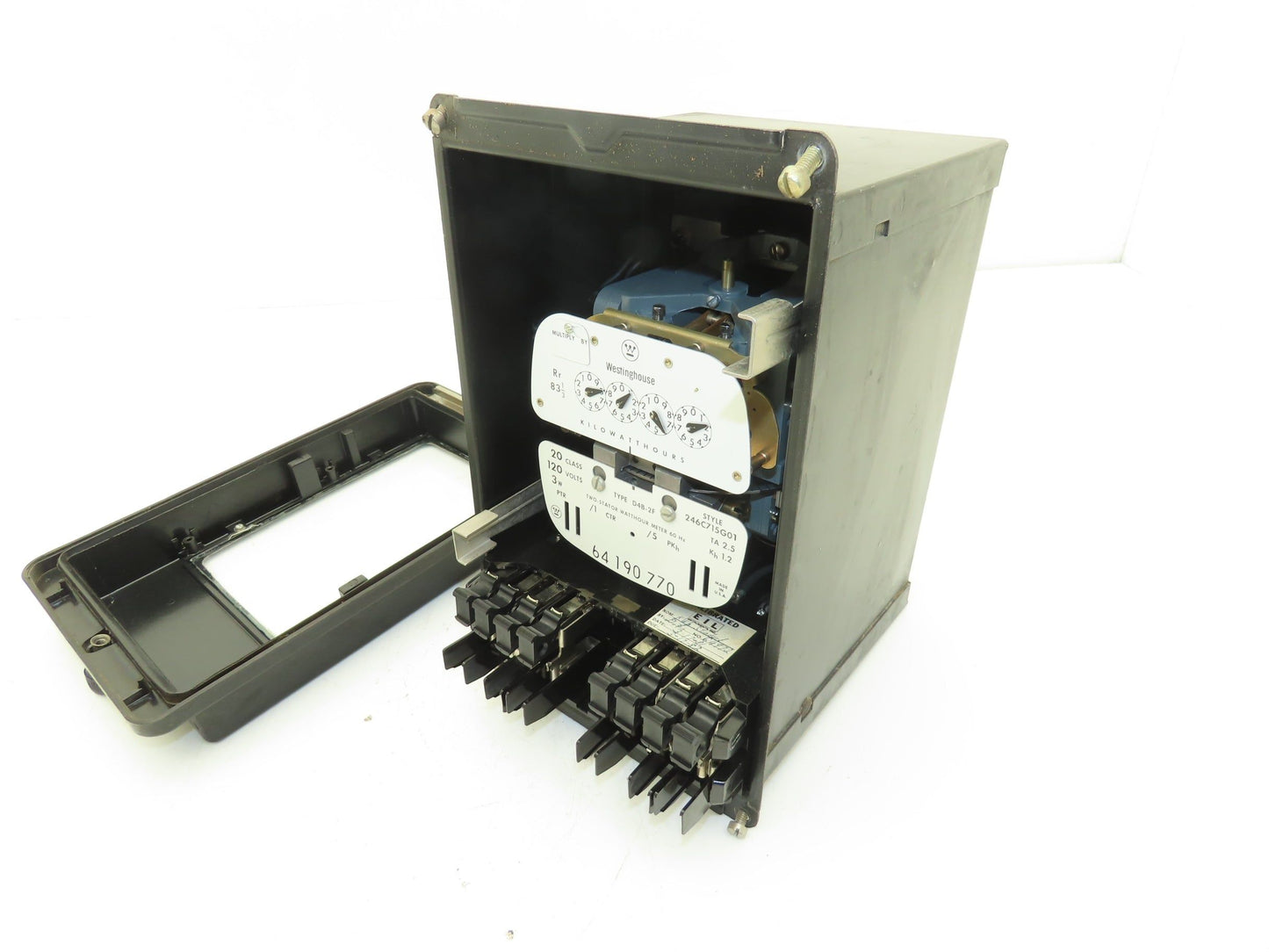 Westinghouse 64190770/246C715G01 D4B-2F Two Stator Watthour Meter Kilowatthours