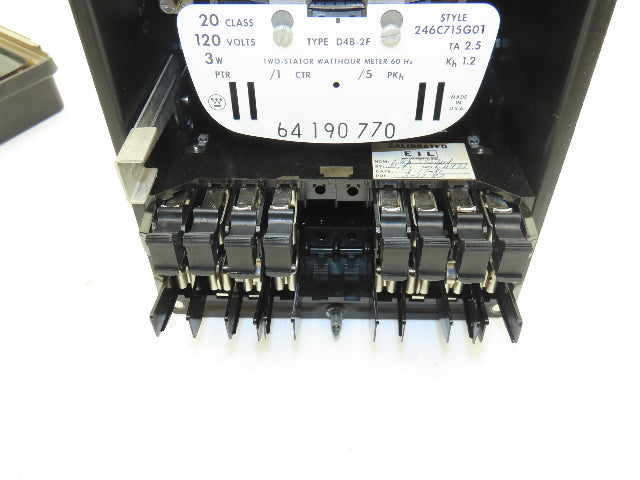 Westinghouse 64190770/246C715G01 D4B-2F Two Stator Watthour Meter Kilowatthours