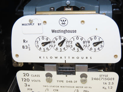 Westinghouse 64190770/246C715G01 D4B-2F Two Stator Watthour Meter Kilowatthours