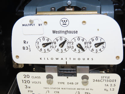 Westinghouse 64190770/246C715G01 D4B-2F Two Stator Watthour Meter Kilowatthours