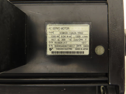 Yaskawa Electric SGMGH-13A2A-YR62 AC Servo Motor 1300W 8.34N-m 1500rpm 200V