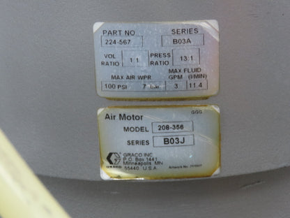 Graco Viscount II Metering Dispensing Drum Unloader Bulldog Pneumatic Hydraulic