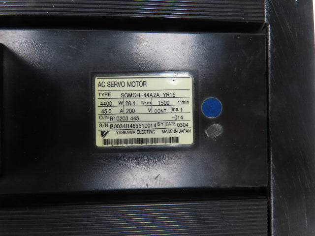 Yaskawa Electric SGMGH-44A2A-YR15 AC Servo Motor 4400W 28.4N-m 1500rpm 200V