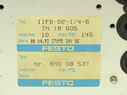 Festo IIFB-02-1/4-6 TN 18 605 Valve Terminal Manifold Fieldbus Connector 145psi