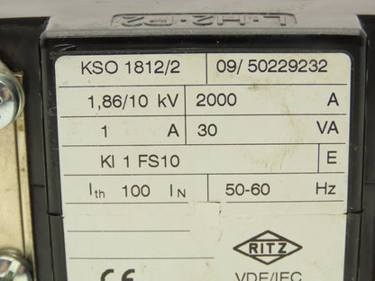 Ritz KSO 1812/2 Current Transformer 1.86/10kV 2000A 1A Kl 1FS10