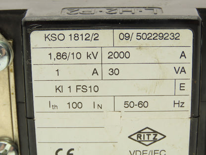 Ritz KSO 1812/2 Current Transformer 1.86/10kV 2000A 1A Kl 1FS10
