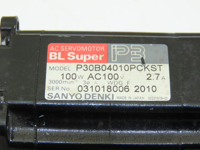 Sanyo Denki P30B04010PCKST AC Servo Motor 100W 3000rpm 100VAC 1Ph