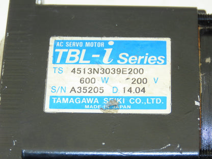 Tamagawa Seiki Co 4513N3039E200 TBL-I Ser AC Servo Motor 200V 1PH 600W w/Encoder