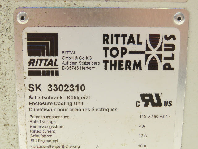 Rittal SK 3302310 Enclosure Cooling Unit 115VAC 4A 1296 BTU Wall Mounted*READ
