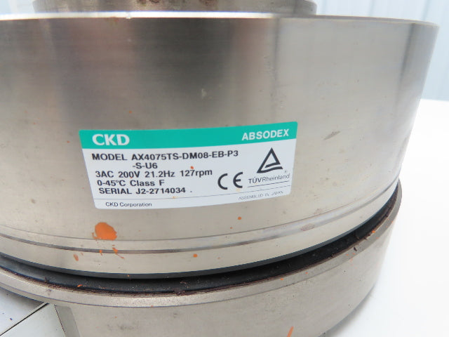 CKD Absodex Indexing Motor 127rpm 200v 3ph Absolute Position Encoder