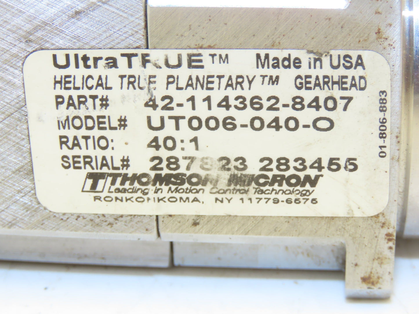 Thomson Micron UT006-040-O Inline Servo Planetary Gearbox 40:1 Reducer 43rpm