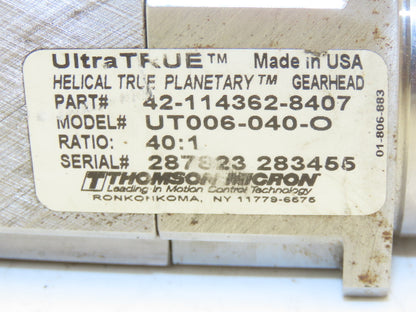 Thomson Micron UT006-040-O Inline Servo Planetary Gearbox 40:1 Reducer 43rpm