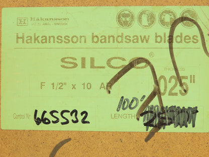 Hakansson Silco F1/2" x 10 AR Band Saw Blades 1/2" x .025" x 150' Ft 10 TPI