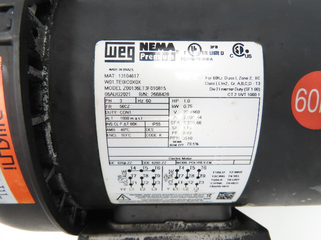 Nikuni 25CPFD6-07ZE-T11 Centrifugal Coolant Slurry Pump 50gpm 1Hp 230/460V 3PH