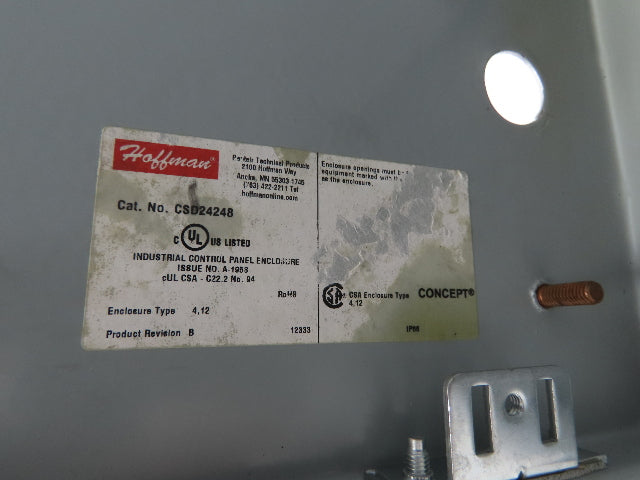 Hoffman CSD24248 Concept Electrical Enclosure 24x24x8" Control Panel Backplate
