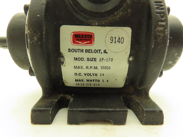 Warner Electric EP-170 Clutch Brake 24VDC 10000 RPM 3/8" Inline Shafts