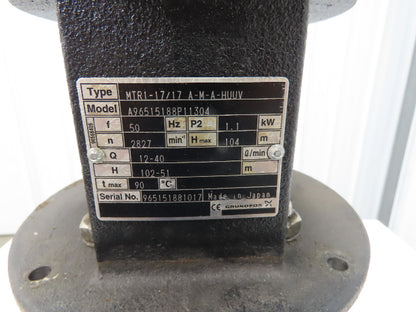 Grundfos MTR1-17/17 A-M-A-HUUV Immersion Coolant Pump 40L/min 230V 3PH 1.25"npt