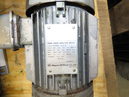 Nippon 3P750-320EVB Trochoid Oil Circulation Pump .75Kw 1700rpm 220V Motor