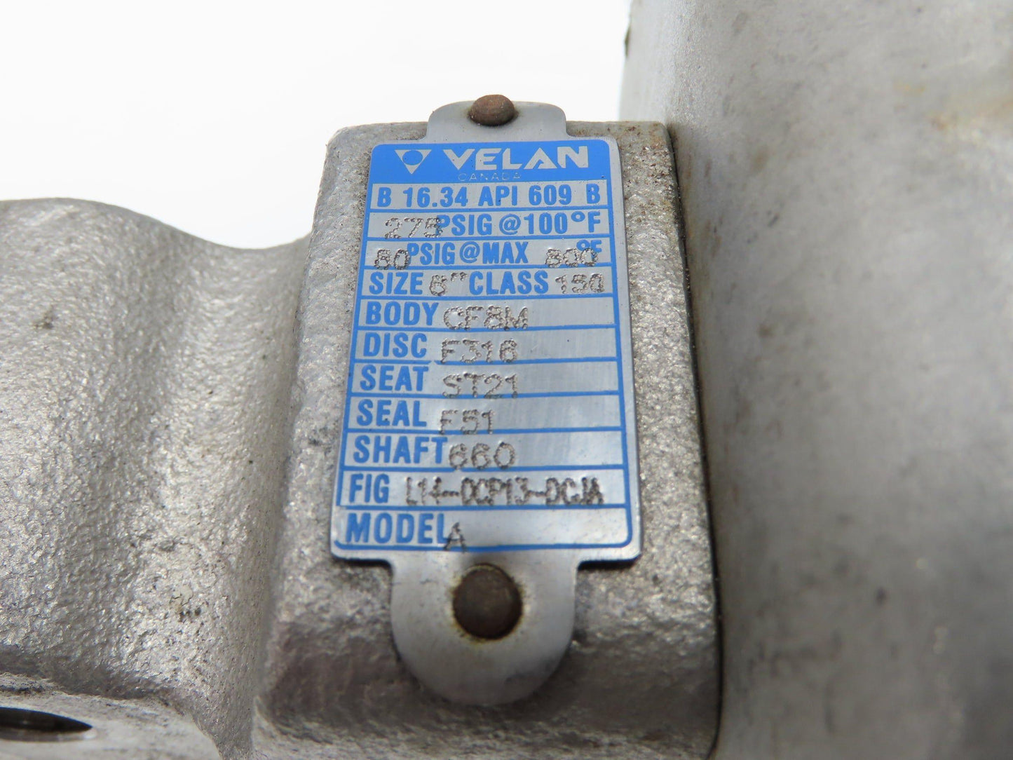 Velan 6" Stainless Butterfly Valve Air Operated Hytork 1125 Actuator Positioner