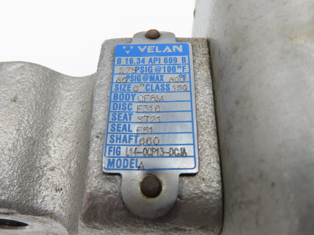 Velan 6" Stainless Butterfly Valve Air Operated Hytork 1125 Actuator Positioner