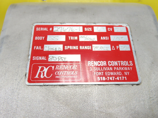 Velan 6" Stainless Butterfly Valve Air Operated Hytork 1125 Actuator Positioner