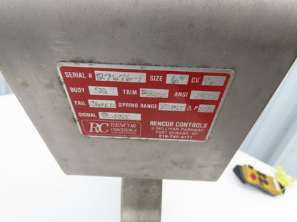 Velan 6" Stainless Butterfly Valve Air Operated Hytork 1125 Actuator Positioner