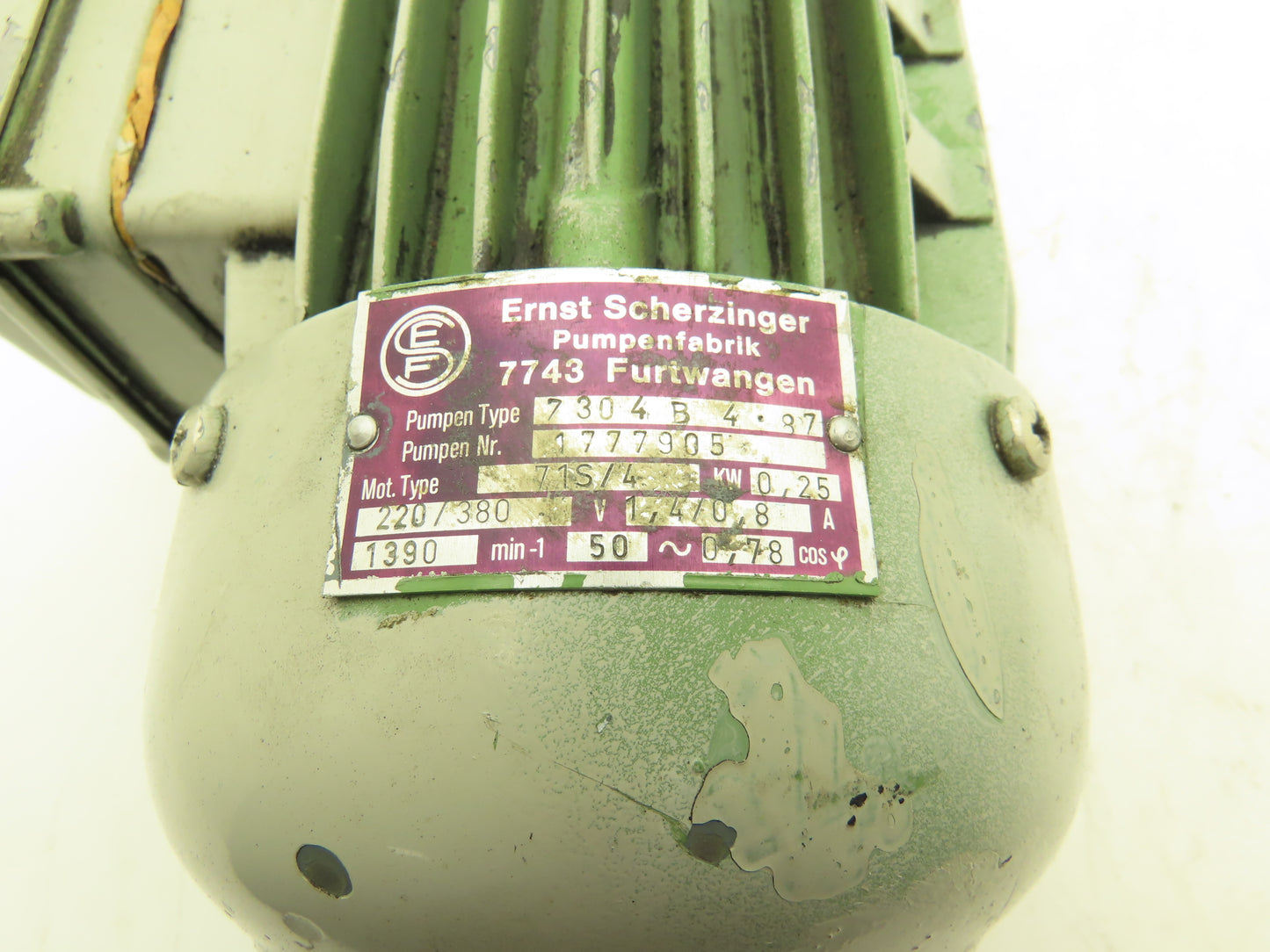 Ernst Scherzinger 1777905 71S/4 Gear Pump 1390rpm 220/380v 3ph 50hz