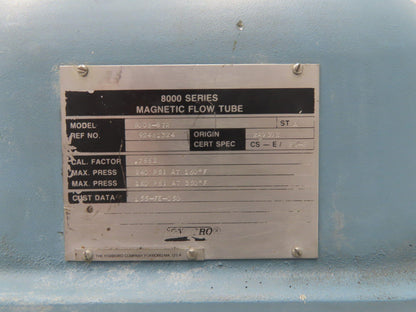 Foxboro 8008-BTR Magnetic Flow Meter 8" Flow Tube 240psi 8000 Series