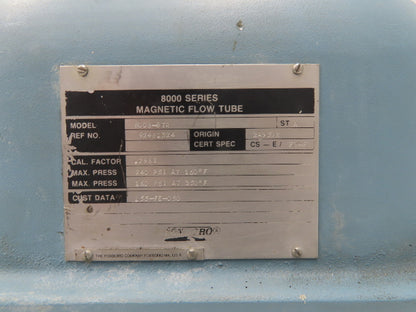 Foxboro 8008-BTR Magnetic Flow Meter 8" Flow Tube 240psi 8000 Series