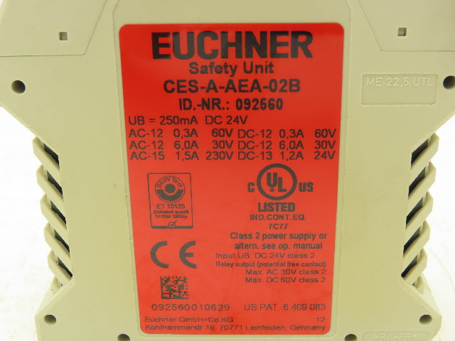 Euchner CES-A-AEA-02B Safety Relay Muting Module Unit 24VDC Din Rail Mount