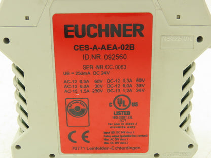 Euchner CES-A-AEA-02B Safety Relay Muting Module Unit 24VDC Din Rail Mount