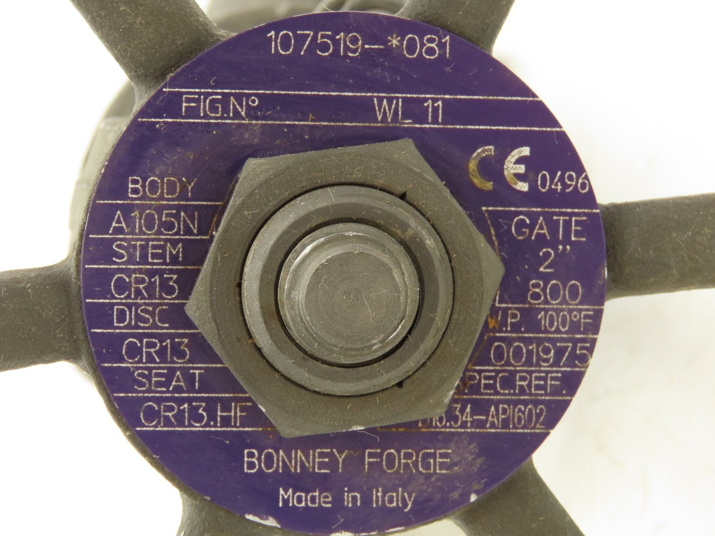 Bonney Forge Fig WL 11 Gate Valve 2" NPT 800lb Forged Steel Rising Stem A105N