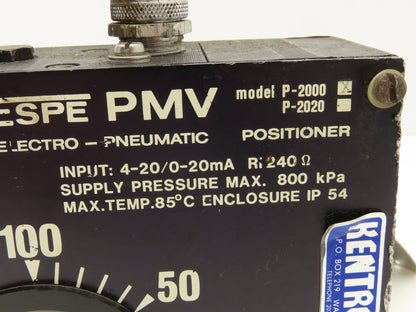 PMV P-2000 Electro-Pneumatic Valve Positioner Double acting 4-20ma