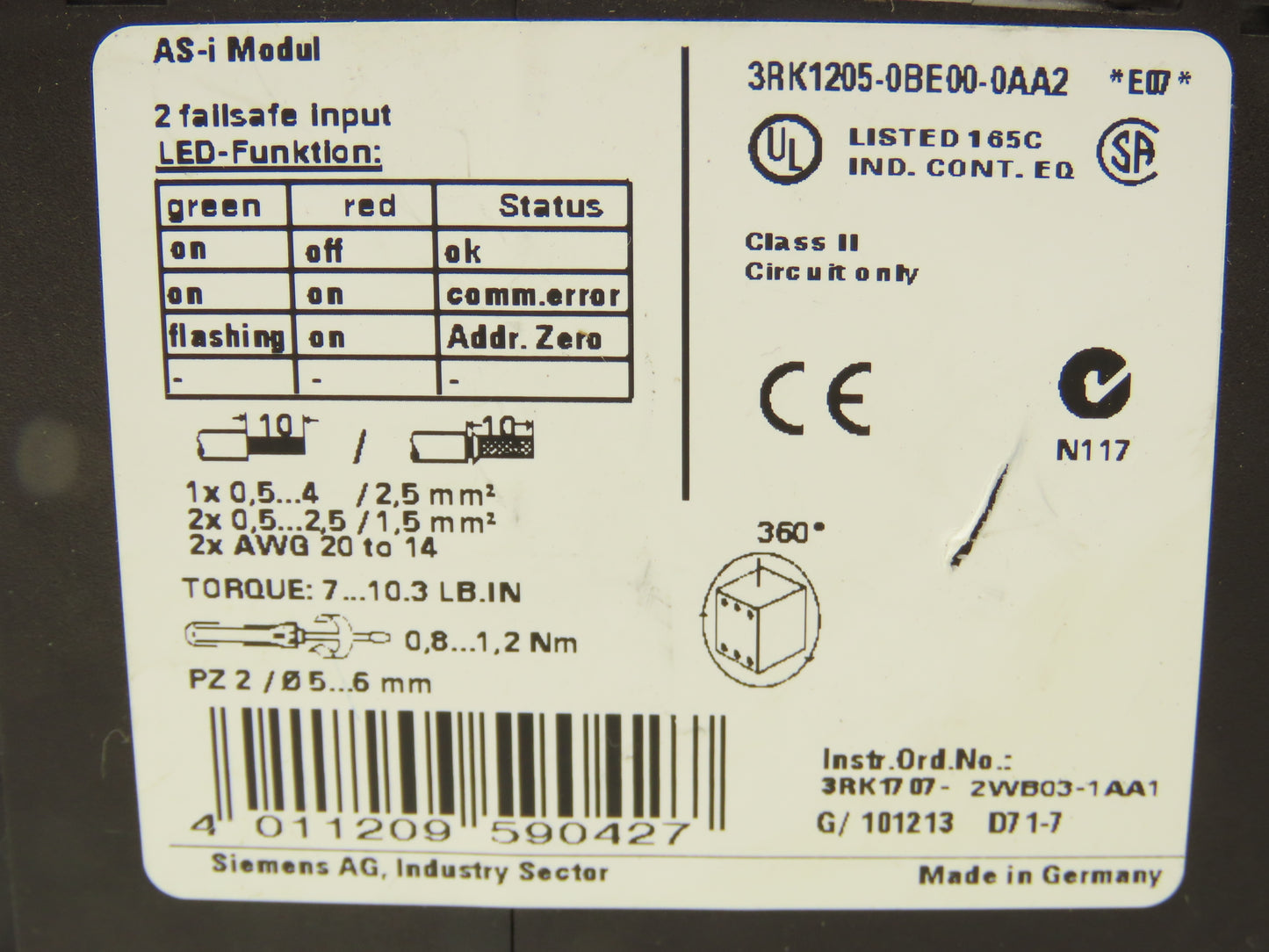 Siemens 3RK1205-0BE00-0AA2 Digital Safety Relay Input Outpu Module Lot of 2