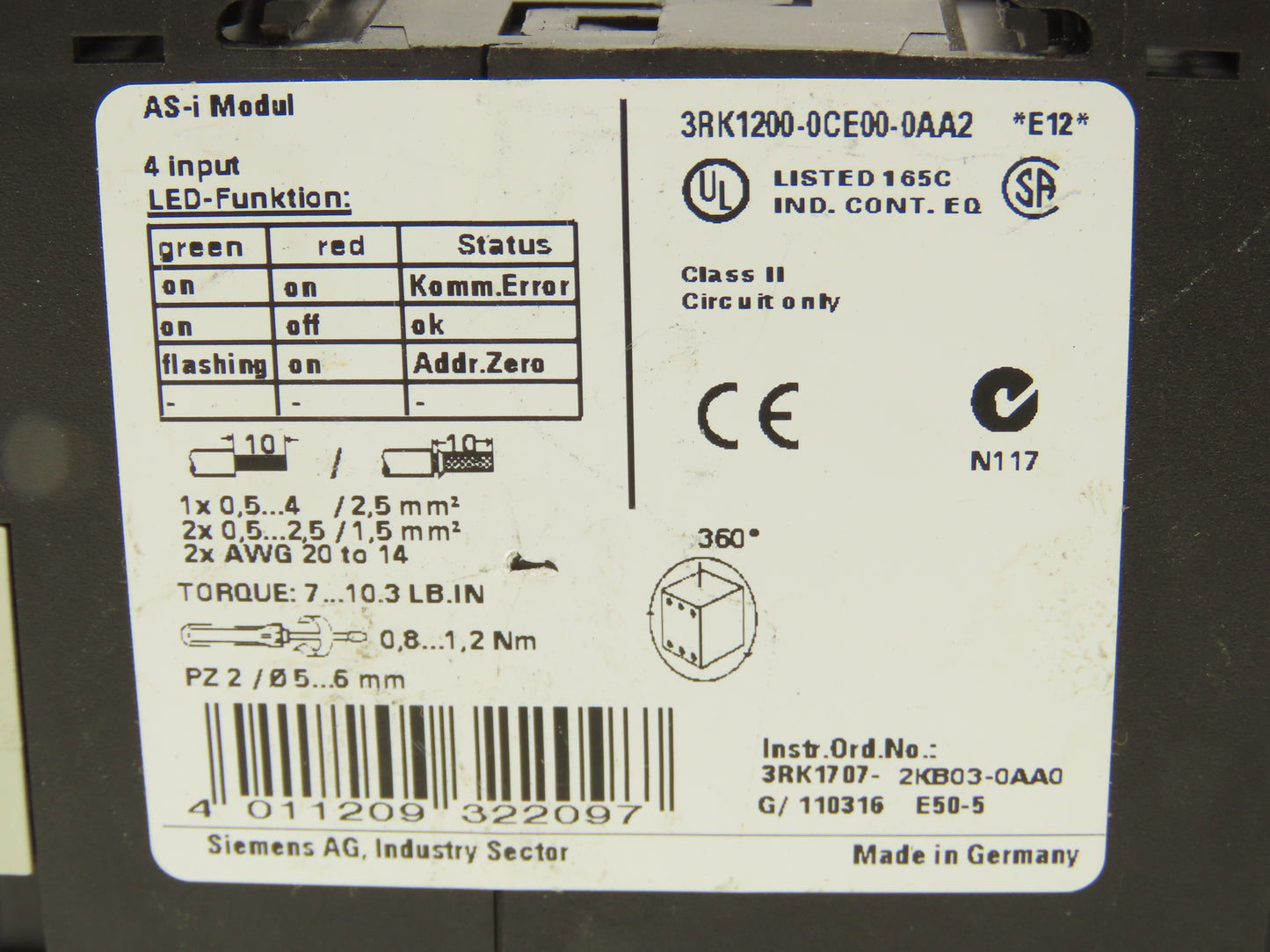 Siemens 3RK1200-0CE00-0AA2 Digital Safety Relay Input Output Module Lot of 4