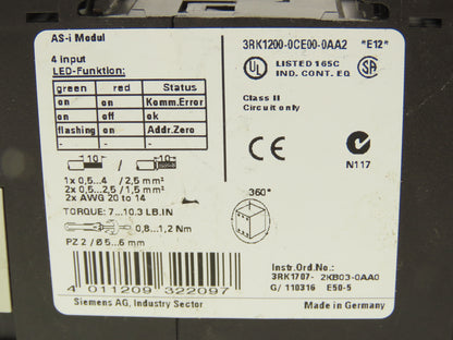 Siemens 3RK1200-0CE00-0AA2 Digital Safety Relay Input Output Module Lot of 4