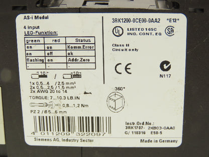 Siemens 3RK1200-0CE00-0AA2 Digital Safety Relay Input Output Module Lot of 4