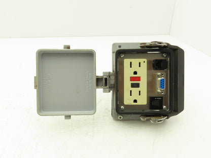 Mencom DP-2RJ45-R-P32 PLC Panel Interface Connector 120V Outlets RJ45 Ethernet