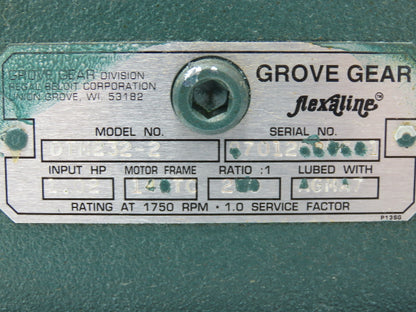 Grove Gear Flexaline DTM232-2 Double Reduction Gearbox 200:1 Ratio 8.75rpm 1Hp