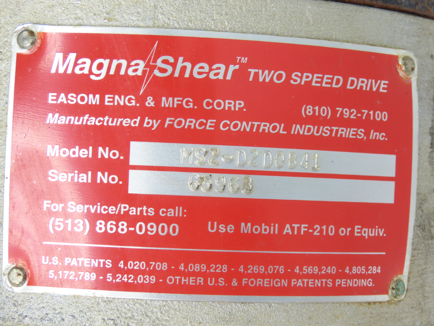 Force Control MagnaShear MS2-D2D0B41 MS-200 2-Speed Drive Oil Shear Motor Brake
