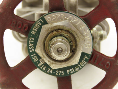Ladish 0712-046 Gate Valve 1/2" NPT Class 150 Stainless Steel Rising Stem