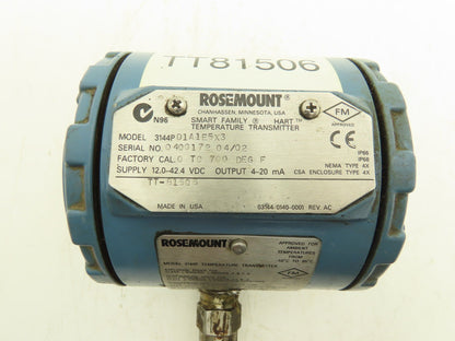 Rosemount 3144PD1A1E5X3 Temperature Transmitter 0-700°F 42.4VDC NEMA 4X